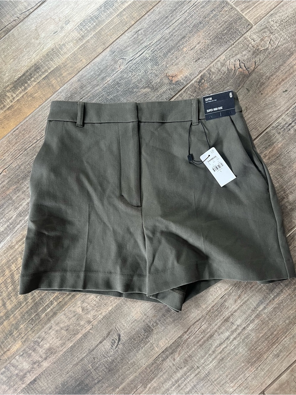 Express Olive Green High-Rise Tailored Shorts